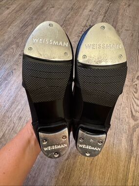 Weissman Black Kids Tap Shoes with Silver Plates